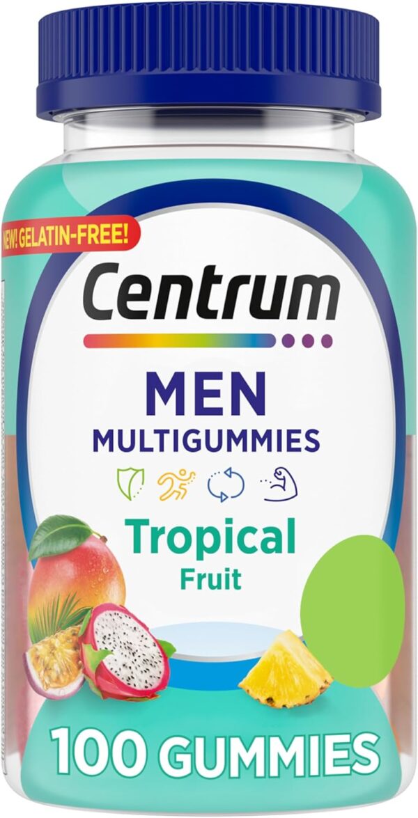 Centrum Men's Multivitamin Gummies, Tropical Fruit Flavors Made from Natural Flavors, 100 Count, 50 Day Supply
