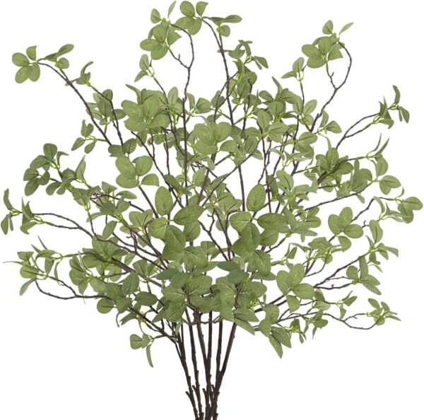6 pcs Artificial Greenery Stems, 41.3’’ Tall Fake Plants Branches Faux Greenery Ficus Twig Leaf for Home Garden Shop Office Desk Decoration