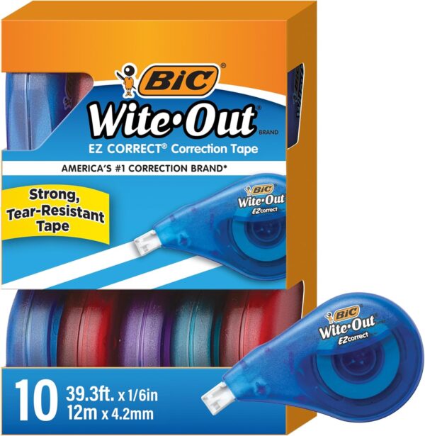 BIC(R) Wite-Out(R) Correction Tape, 471 3/5in., Pack Of 10, BICWOTAP10